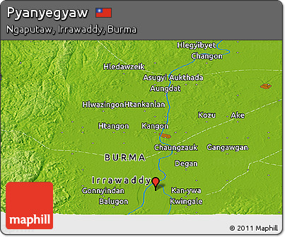 Physical Panoramic Map of Pyanyegyaw