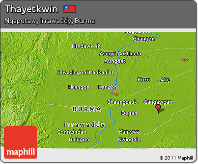 Physical Panoramic Map of Thayetkwin