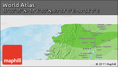 Political Panoramic Map of the Area around 16° 49' 43" N, 94° 25' 30" E