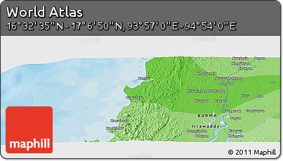 Political Panoramic Map of the Area around 16° 49' 43" N, 94° 25' 30" E