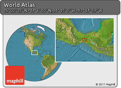 Satellite Location Map of the Area around 16° 49' 43" N, 94° 16' 30" W