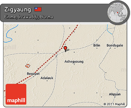 Shaded Relief 3D Map of Zigyaung