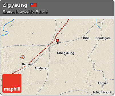 Shaded Relief 3D Map of Zigyaung