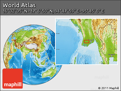 Physical Location Map of the Area around 16° 49' 43" N, 95° 16' 30" E