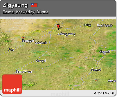 Satellite Panoramic Map of Zigyaung