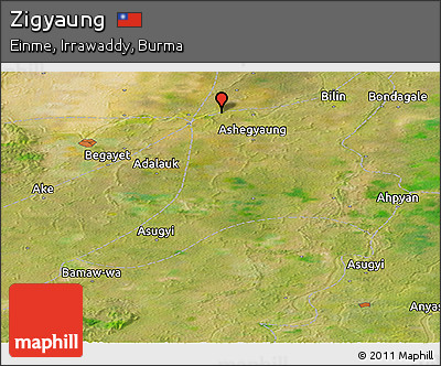 Satellite Panoramic Map of Zigyaung