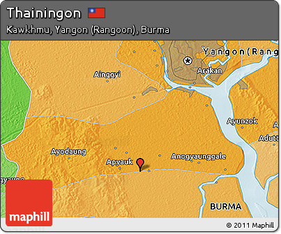 Political 3D Map of Thainingon