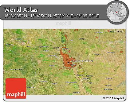 Satellite 3D Map of the Area around 16° 49' 43" N, 96° 7' 30" E