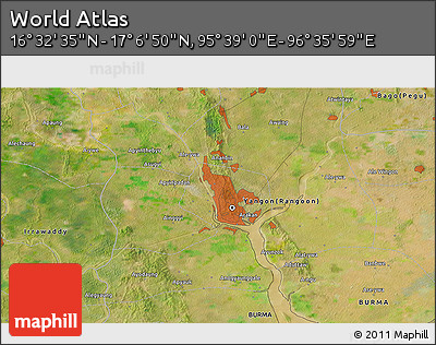 Satellite 3D Map of the Area around 16° 49' 43" N, 96° 7' 30" E