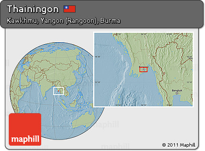 Savanna Style Location Map of Thainingon, hill shading