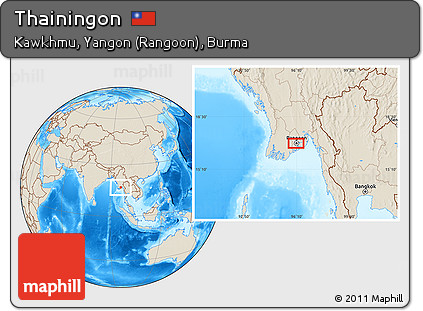 Shaded Relief Location Map of Thainingon