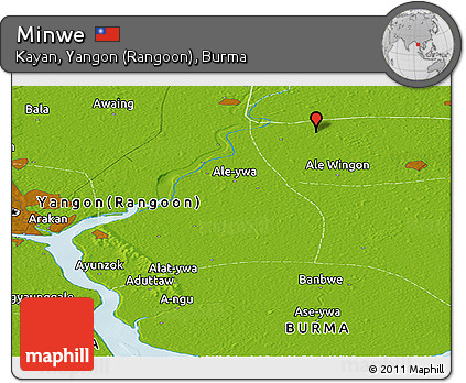 Physical Panoramic Map of Minwe