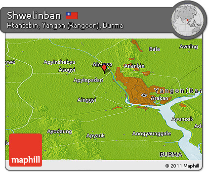 Physical Panoramic Map of Shwelinban