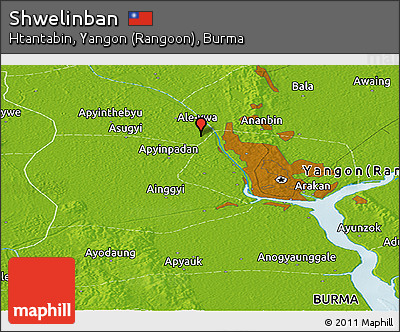 Physical Panoramic Map of Shwelinban