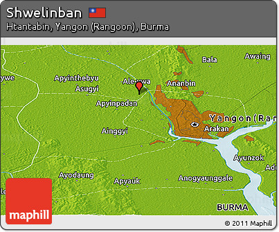 Physical Panoramic Map of Shwelinban