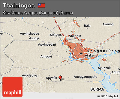 Shaded Relief Panoramic Map of Thainingon