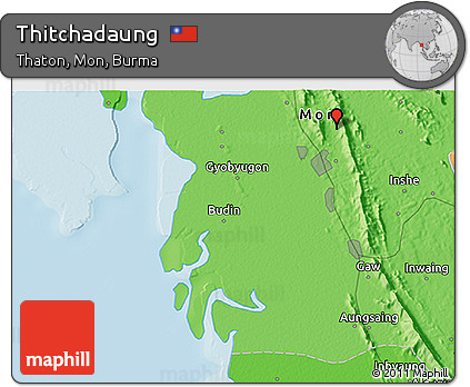 Political 3D Map of Thitchadaung