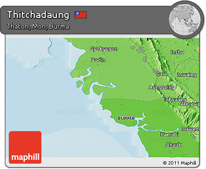Political Panoramic Map of Thitchadaung