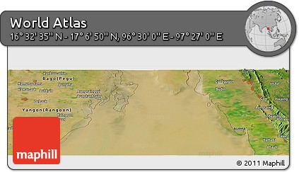 Satellite Panoramic Map of the Area around 16° 49' 43" N, 96° 58' 29" E