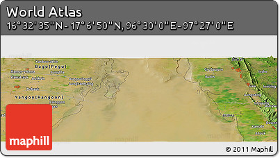 Satellite Panoramic Map of the Area around 16° 49' 43" N, 96° 58' 29" E