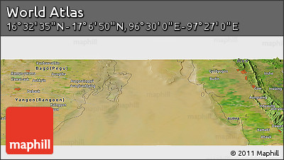 Satellite Panoramic Map of the Area around 16° 49' 43" N, 96° 58' 29" E