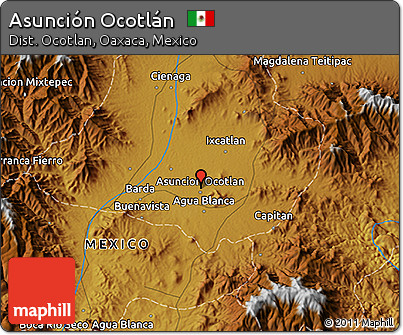 Physical 3D Map of Asunción Ocotlán