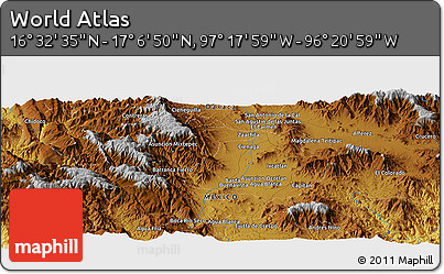Physical Panoramic Map of the Area around 16° 49' 43" N, 96° 49' 29" W