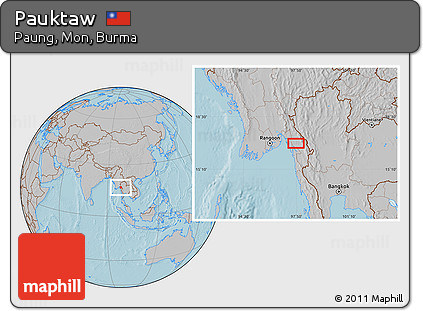 Gray Location Map of Pauktaw, hill shading