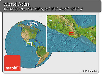 Satellite Location Map of the Area around 16° 49' 43" N, 97° 40' 30" W