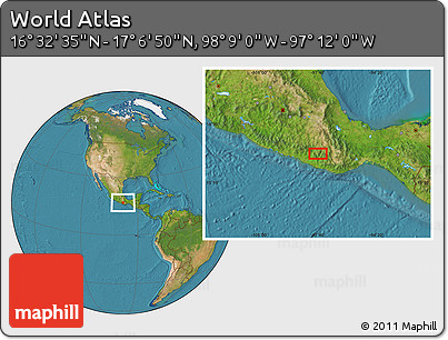 Satellite Location Map of the Area around 16° 49' 43" N, 97° 40' 30" W