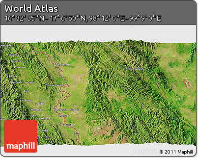 Satellite 3D Map of the Area around 16° 49' 43" N, 98° 40' 30" E