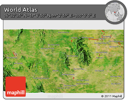 Satellite 3D Map of the Area around 16° 49' 43" N, 99° 31' 30" E