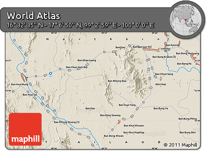 Shaded Relief Map of the Area around 16° 49' 43" N, 99° 31' 30" E
