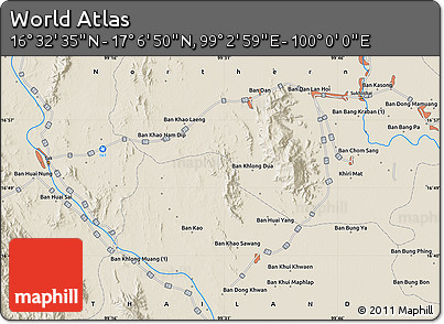 Shaded Relief Map of the Area around 16° 49' 43" N, 99° 31' 30" E