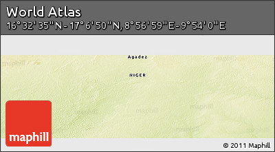 Physical Panoramic Map of the Area around 16° 49' 43" N, 9° 25' 30" E