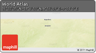 Physical Panoramic Map of the Area around 16° 49' 43" N, 9° 25' 30" E