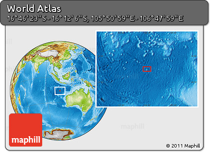 Physical Location Map of the Area around 16° 29' 14" S, 106° 19' 29" E