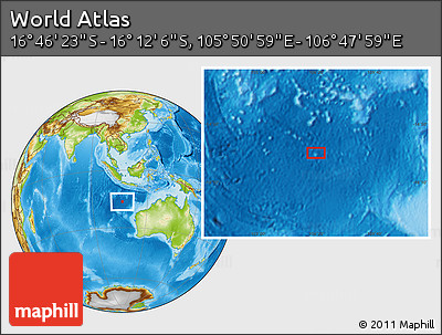Physical Location Map of the Area around 16° 29' 14" S, 106° 19' 29" E
