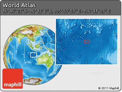 Physical Location Map of the Area around 16° 29' 14" S, 106° 19' 29" E