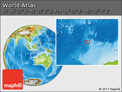 Physical Location Map of the Area around 16° 29' 14" S, 112° 16' 30" E