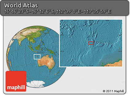 Satellite Location Map of the Area around 16° 29' 14" S, 113° 7' 30" E