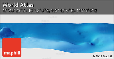 Physical Panoramic Map of the Area around 16° 29' 14" S, 115° 40' 30" E