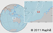 Gray Location Map of the area around 16° 29' 14" S, 119° 55' 30" E, hill shading