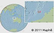 Savanna Style Location Map of the area around 16° 29' 14" S, 119° 55' 30" E, hill shading