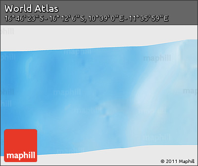 Physical 3D Map of the Area around 16° 29' 14" S, 11° 7' 30" E