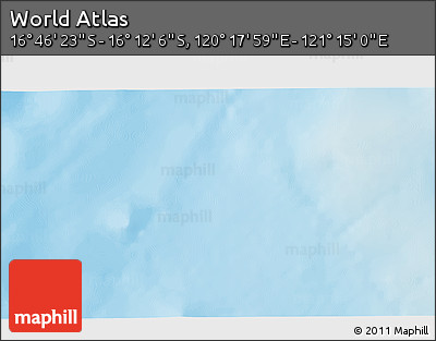 Physical 3D Map of the Area around 16° 29' 14" S, 120° 46' 30" E