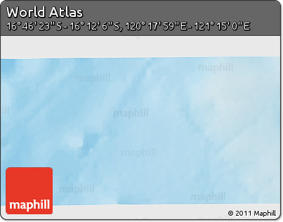 Physical 3D Map of the Area around 16° 29' 14" S, 120° 46' 30" E