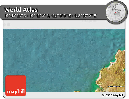 Satellite 3D Map of the Area around 16° 29' 14" S, 122° 28' 29" E