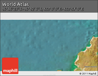 Satellite 3D Map of the Area around 16° 29' 14" S, 122° 28' 29" E