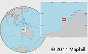 Gray Location Map of the area around 16° 29' 14" S, 122° 28' 29" E